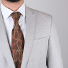 Slim Fit Erkek Armürlü Yelekli Sivri Yaka Takım Elbise Bej