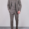 Slim Fit Erkek Armürlü Yelekli Sivri Yaka Takım Elbise