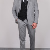 Slim Fit Erkek  Çizgi Desen Kombinli Yelekli Takım Elbise