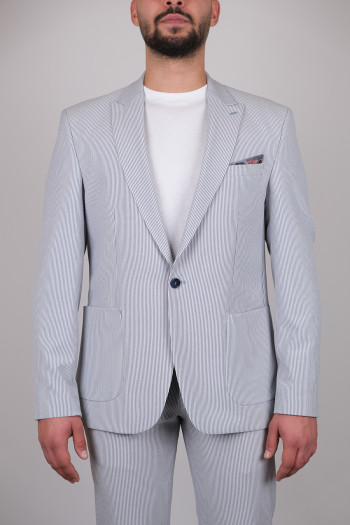 Slim Fit Çizgili Torba Cep Jogger Takım Elbise