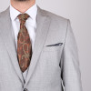 Slim Fit Erkek Dokulu Kombinli Yelekli Sivri Yaka Takım Elbise