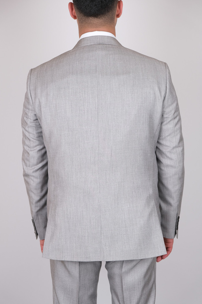 Slim Fit Erkek Dokulu Kombinli Yelekli Sivri Yaka Takım Elbise
