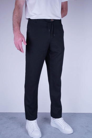 Relaxed Fit Erkek Havuç Kesim Ham Keten Jogger İpli Pantolon