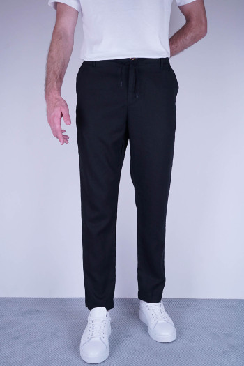 Relaxed Fit Erkek Havuç Kesim Ham Keten Jogger İpli Pantolon