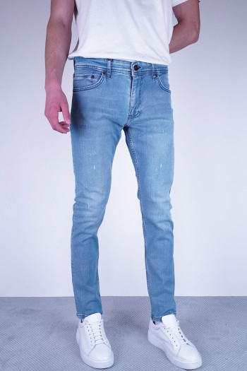Slim Fit Erkek Destroylu Dar Paça Kot Pantolon Mavi