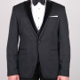 Slim Fit  Erkek Armürlü Kadife Yaka Yelekli  Smokin Siyah