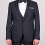 Slim Fit  Erkek Şal Yaka Dokulu Yelekli  Smokin Lacivert
