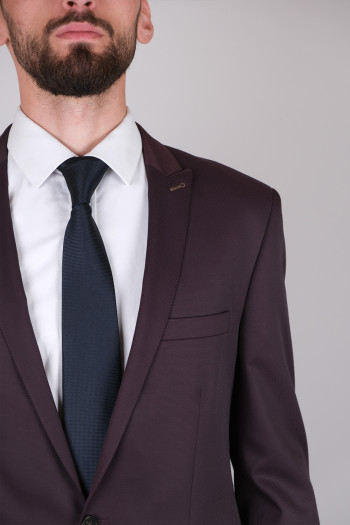 Slim Fit Erkek Dokulu Yeleksiz Klasik Takım Elbise