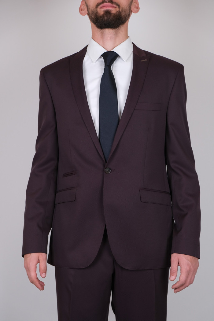 Slim Fit Erkek Dokulu Yeleksiz Klasik Takım Elbise