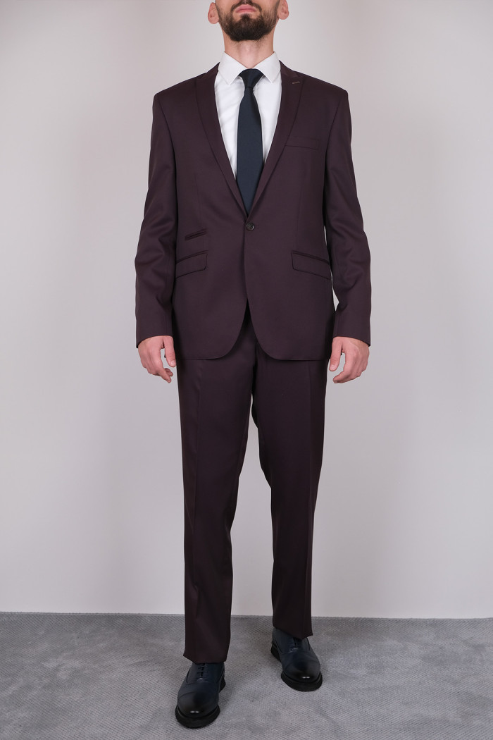 Slim Fit Erkek Dokulu Yeleksiz Klasik Takım Elbise