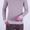 Slim Fit  Erkek Desenli Tam Boğazlı Dokuma Triko Bej