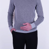 Slim Fit  Erkek Desenli Tam Boğazlı Dokuma Triko Bej
