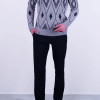Slim Fit Erkek Desenli Tam Balıkçı Örme Yün Triko Kazak Gri