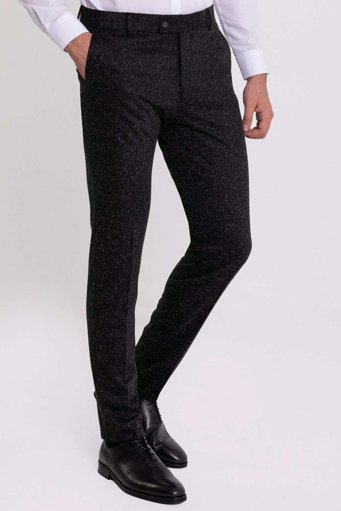 Slim Fit Erkek Armürlü Klasik Dar Paça Kumaş Pantolon