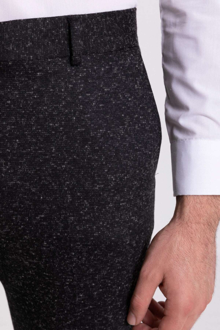 Slim Fit Erkek Armürlü Klasik Dar Paça Kumaş Pantolon