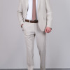 Slim Fit Erkek Sivri Yaka Yeleksiz Klasik Takım Elbise Bej