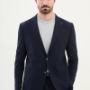 Slim Fit Erkek Mono Yaka Torba Cep Gofre Tek Blazer Ceket Lacivert