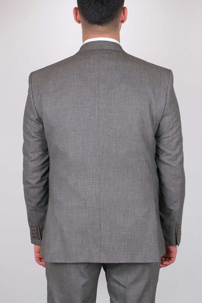 Slim Fit Erkek Armürlü Yelekli Klasik Takım Elbise