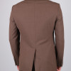 Slim Fit Erkek Sivri Yaka Yeleksiz Klasik Takım Elbise Kahverengi