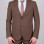 Slim Fit Erkek Sivri Yaka Yeleksiz Klasik Takım Elbise Kahverengi