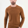 O Yaka Erkek Düz Bambu Kumaş Triko Sweat Camel