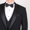 Slim Fit Kırlangıç Yaka Simli Smokin Siyah