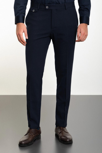Slim Fit Erkek Yan Cep Likralı Rahat Penye Kumaş Pantolon Lacivert