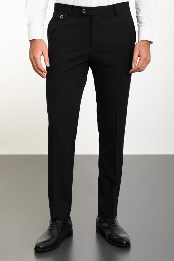 Slim Fit Erkek Yan Cep Likralı Rahat Penye Kumaş Pantolon Siyah