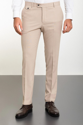 Slim Fit Erkek Yan Cep Likralı Rahat Penye Kumaş Pantolon Bej