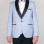 Slim Fit Erkek  Dokulu Şal Saten Yaka Smokin Buz Mavi