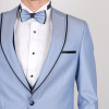Slim Fit Erkek  Sivri Yaka Kombinli Armürlü Smokin Buz Mavi