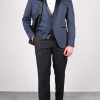 Slim Fit  Erkek Kırlangıç Yaka   Dokulu Armürlü  Orijinal Smokin Lacivert