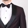 Slim Fit  Erkek Dokulu Kırlangıç Yaka Armürlü  Kombinli Smokin Bordo