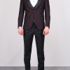 Slim Fit  Erkek Dokulu Kırlangıç Yaka Armürlü  Kombinli Smokin Bordo