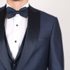 Slim Fit Erkek  Kırlangıç Saten  Yaka Armürlü Smokin Lacivert