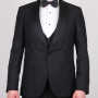 Slim Fit  Erkek Simli Şal Yaka Yelekli  Smokin Siyah