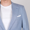 Slim Fit Erkek Armürlü Mono Yaka Ceket Mavi