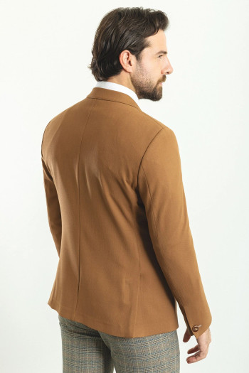 Slim Fit Erkek Sivri Yaka Kruvaze Tek Ceket