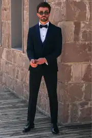 Slim Fit Erkek Şal Yaka Likralı Kumaş  Smokin 3