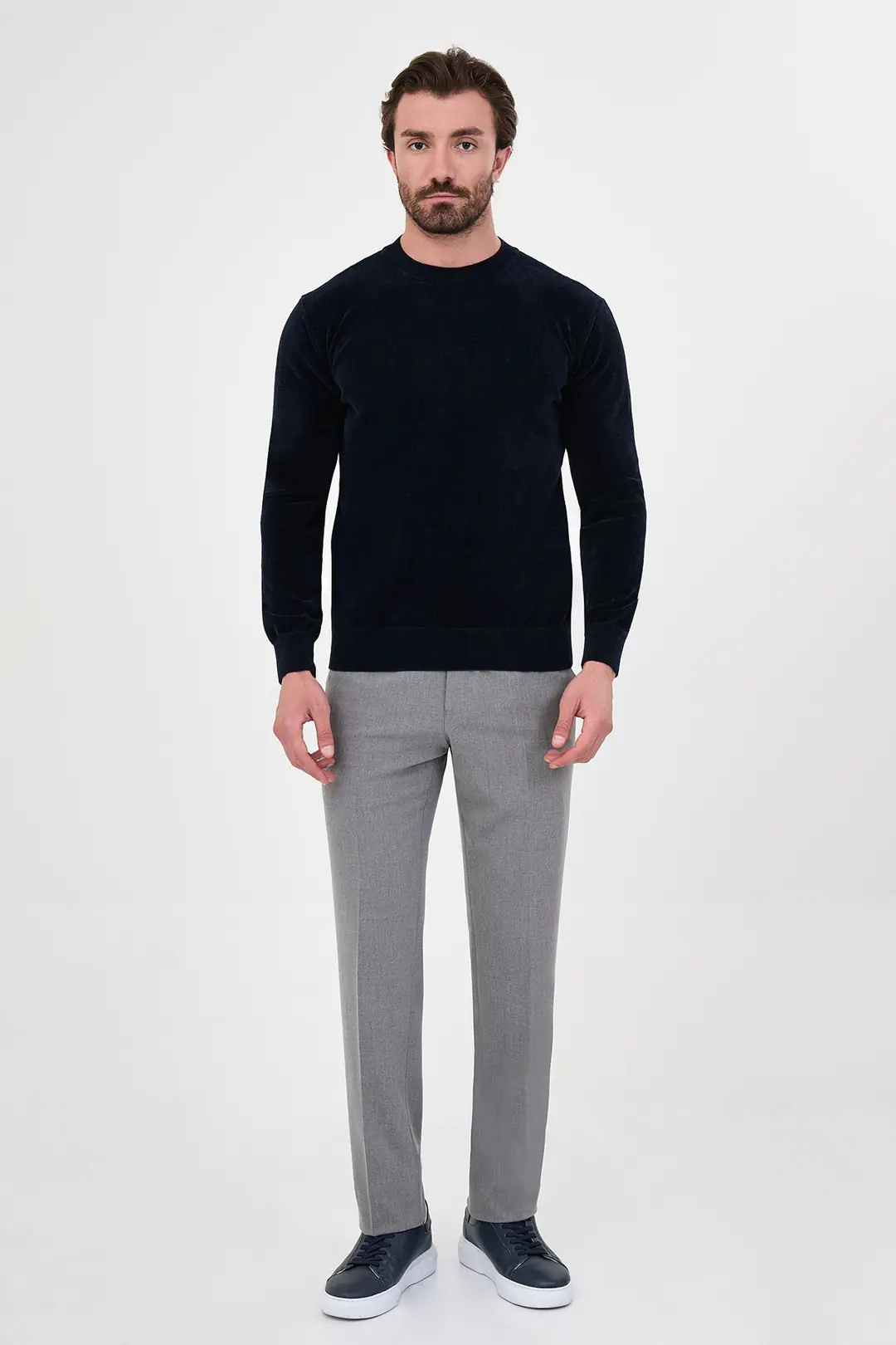 Slim Fit Erkek O Yaka Spor  Ribanalı Pamuklu Sweat 3