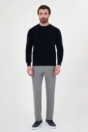 Slim Fit Erkek O Yaka Spor  Ribanalı Pamuklu Sweat 3