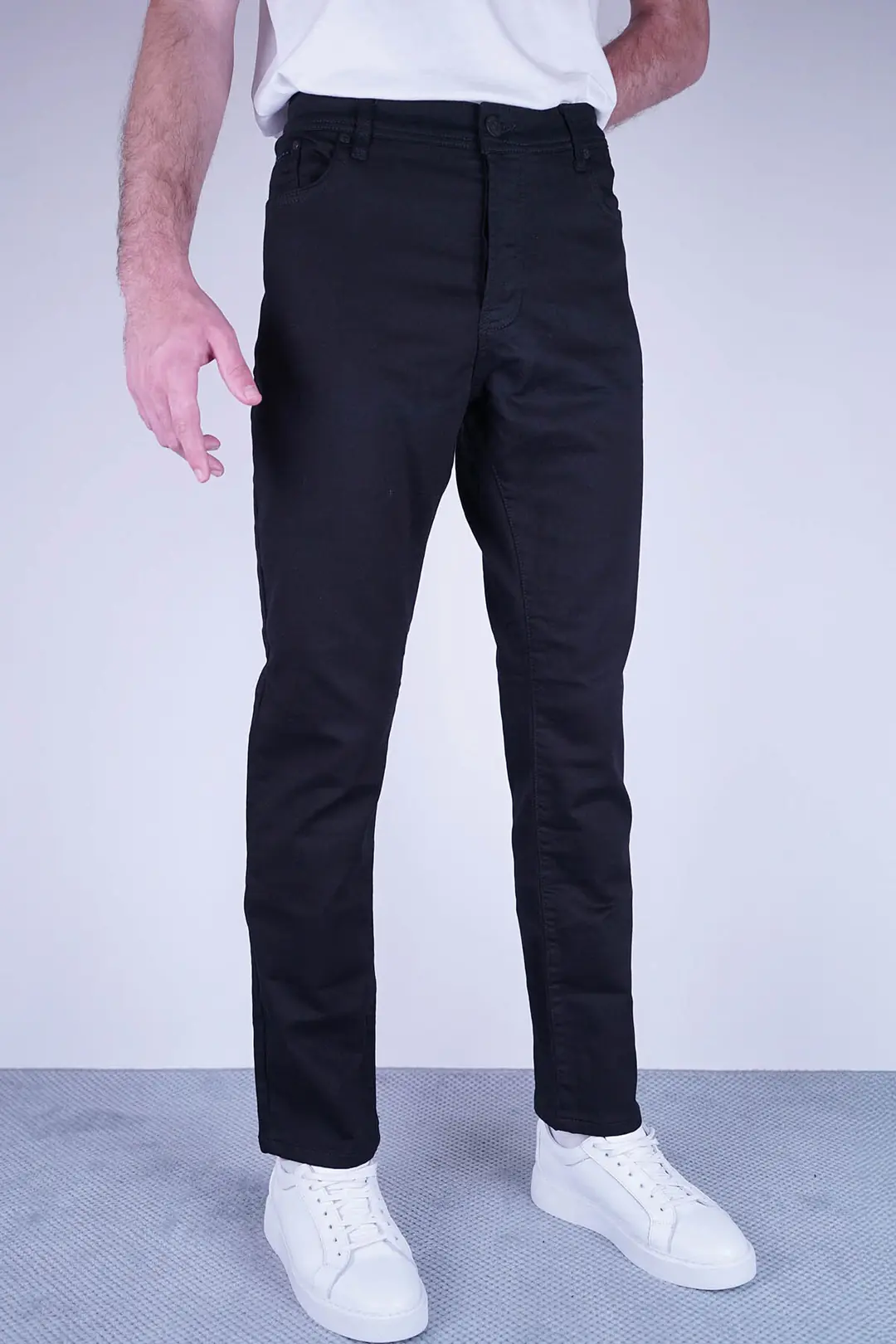 Slim Fit Erkek Beş Cep Düz Kumaş Kot Pantolon