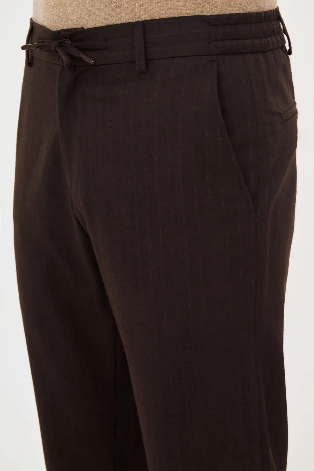 Slim Fit Erkek Yünlü İpli Jogger Lastikli Bel Kışlık Pantolon  6