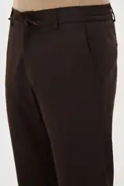 Slim Fit Erkek Yünlü İpli Jogger Lastikli Bel Kışlık Pantolon  6