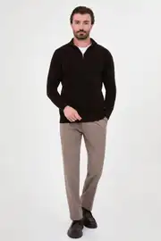Slim Fit Erkek Fermuarlı  Boğazlı Model Pamuklu Yumuşak Sweat 3