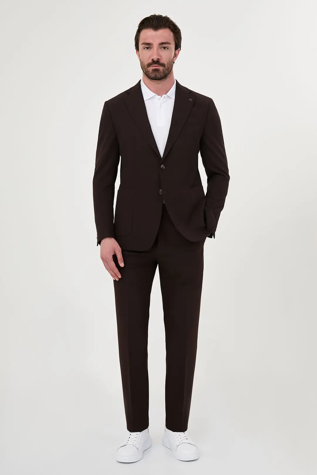 Slim Fit Erkek Geniş Mono Yaka Digital Baskı Rahat Kumaş Takım Elbise  4