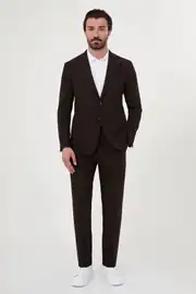 Slim Fit Erkek Geniş Mono Yaka Digital Baskı Rahat Kumaş Takım Elbise  4
