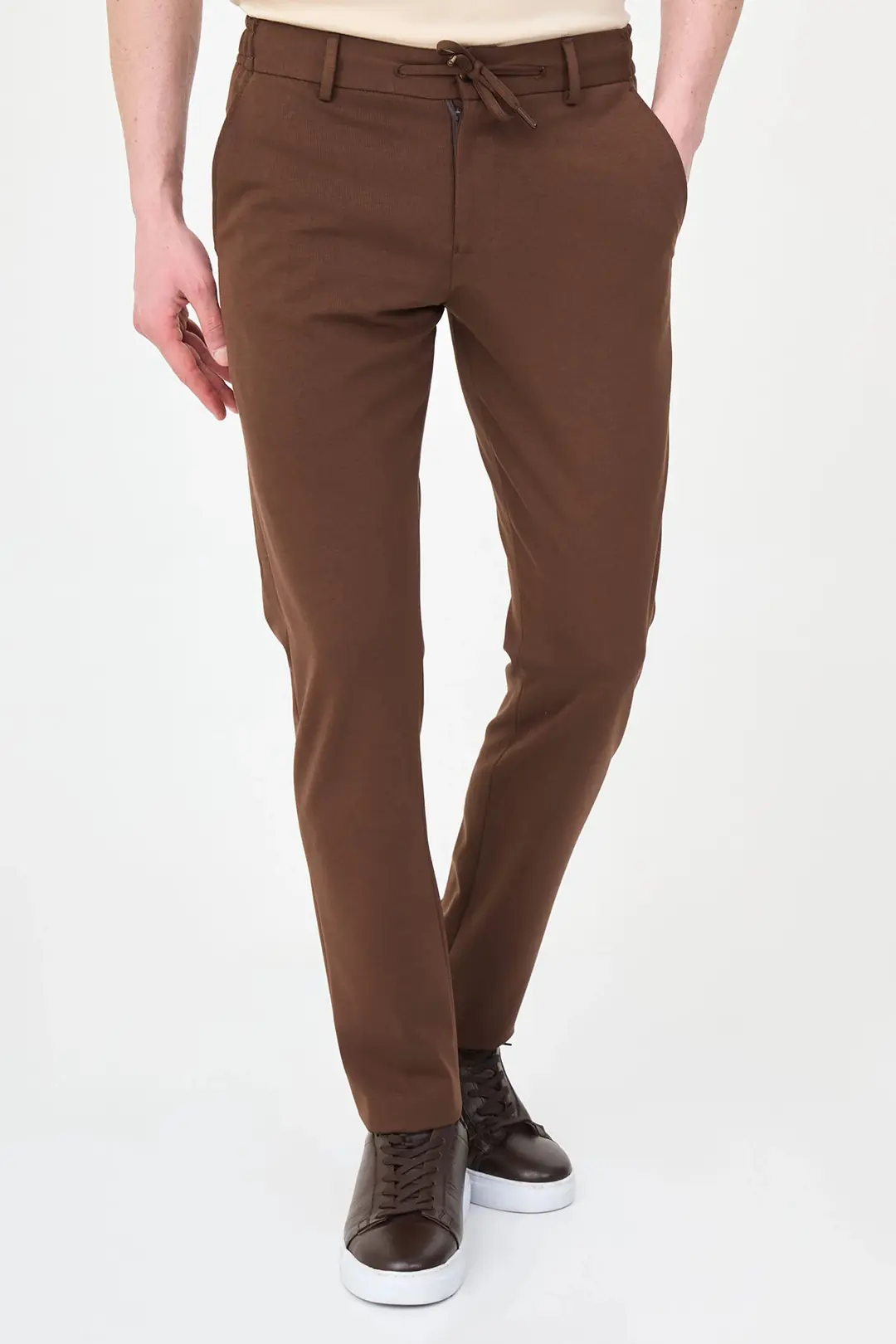 Slim Fit Erkek İpli Lastikli Likralı Penye Kumaş Jogger Pantolon 1