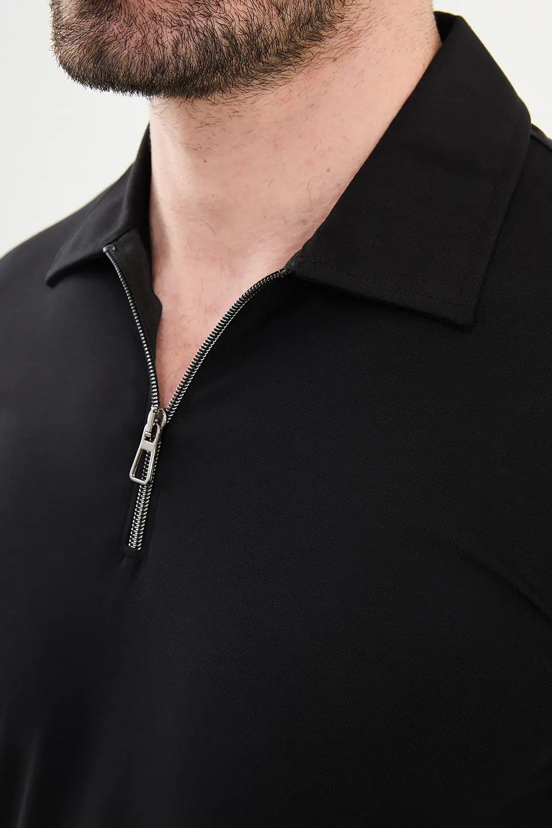 Extra Slim Fit Erkek Polo Yaka Kısa Kol Fermuarlı Tshırt 3