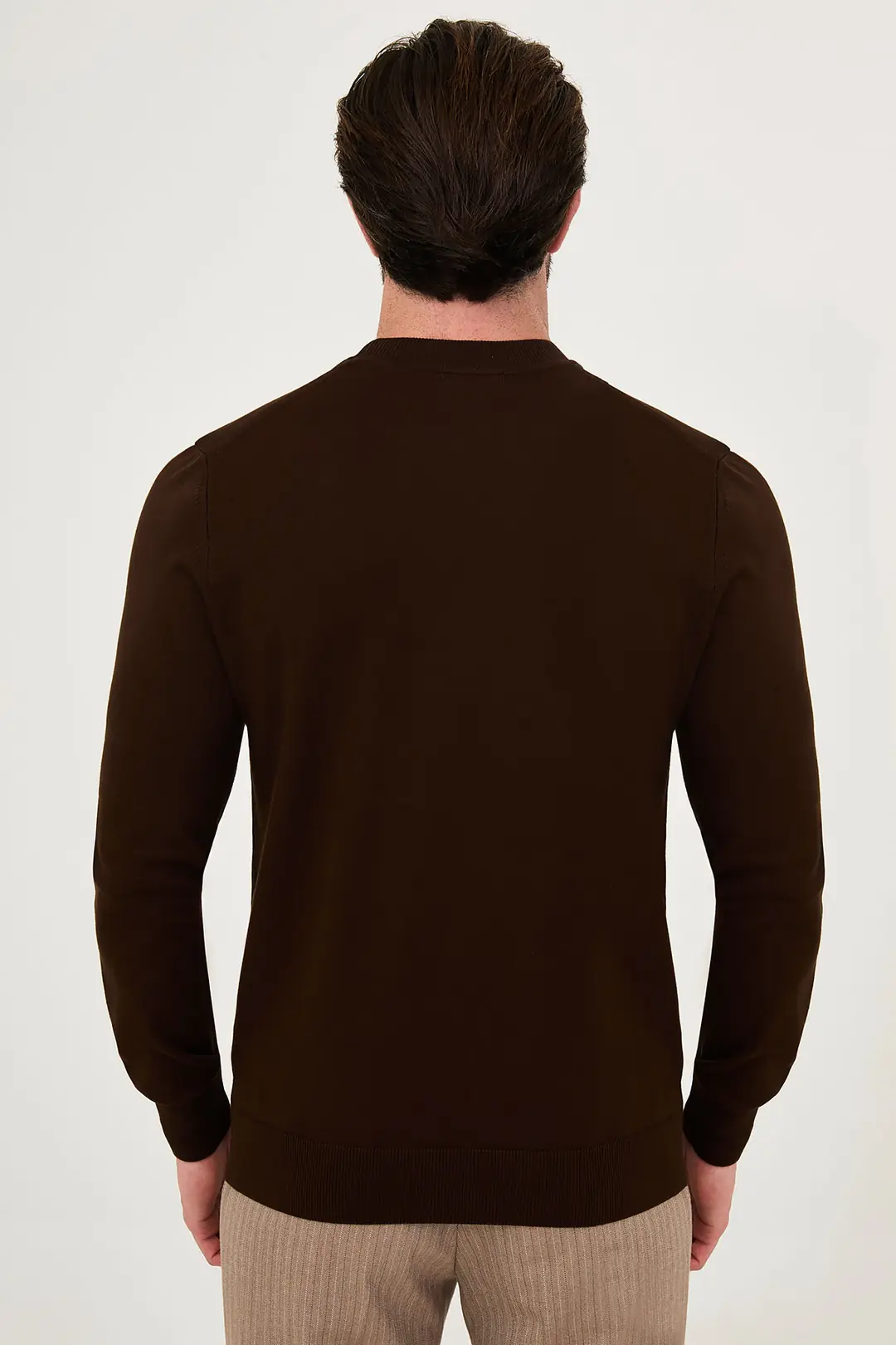 Slim Fit Erkek O Yaka Örme İnce Triko Kazak 4